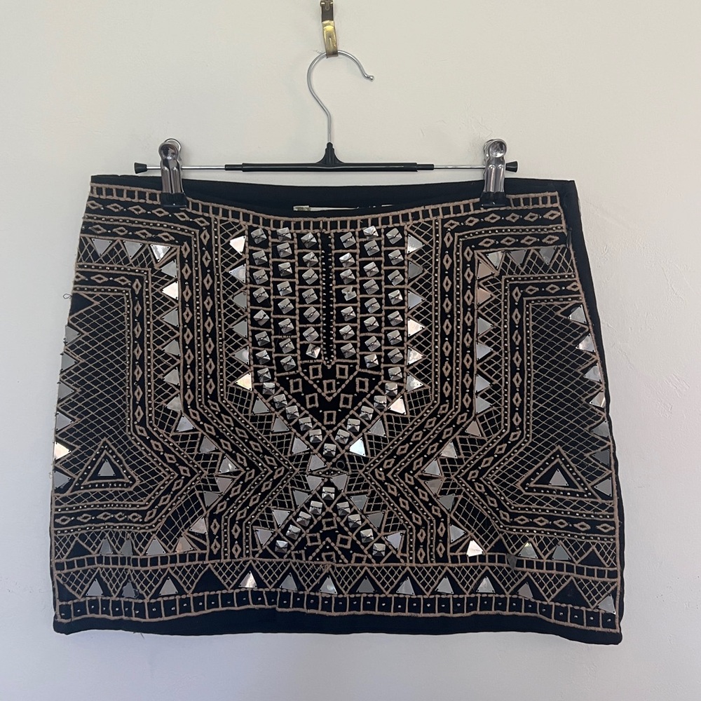 Embroidered Linen Mini Skirt